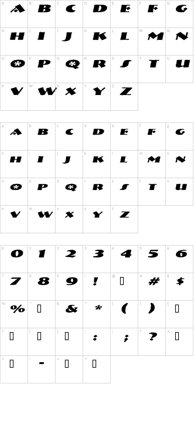 natividadextended-italic character map