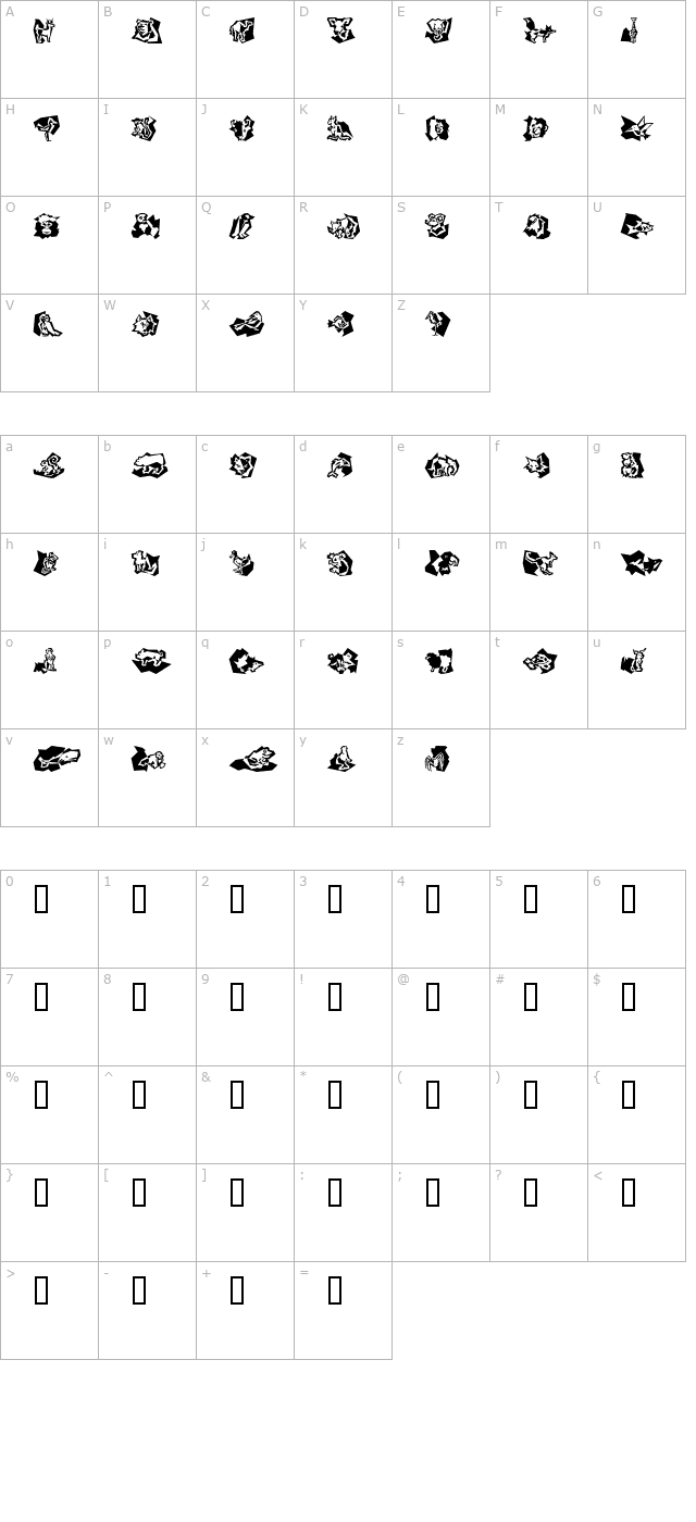 Nature Mix ICG character map