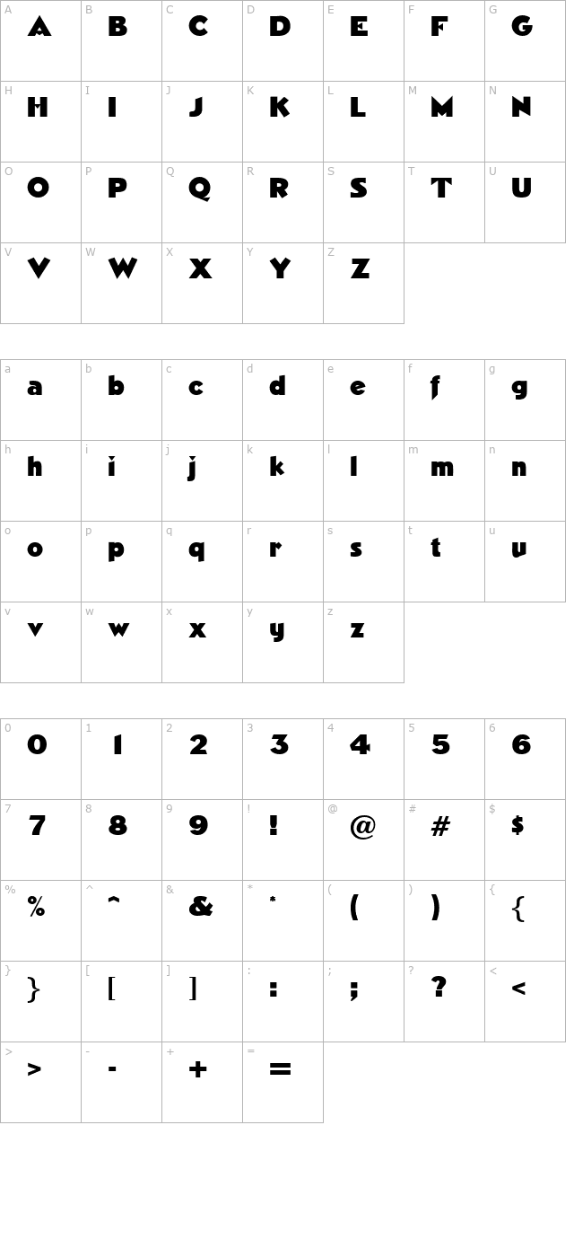 neasden-regular character map