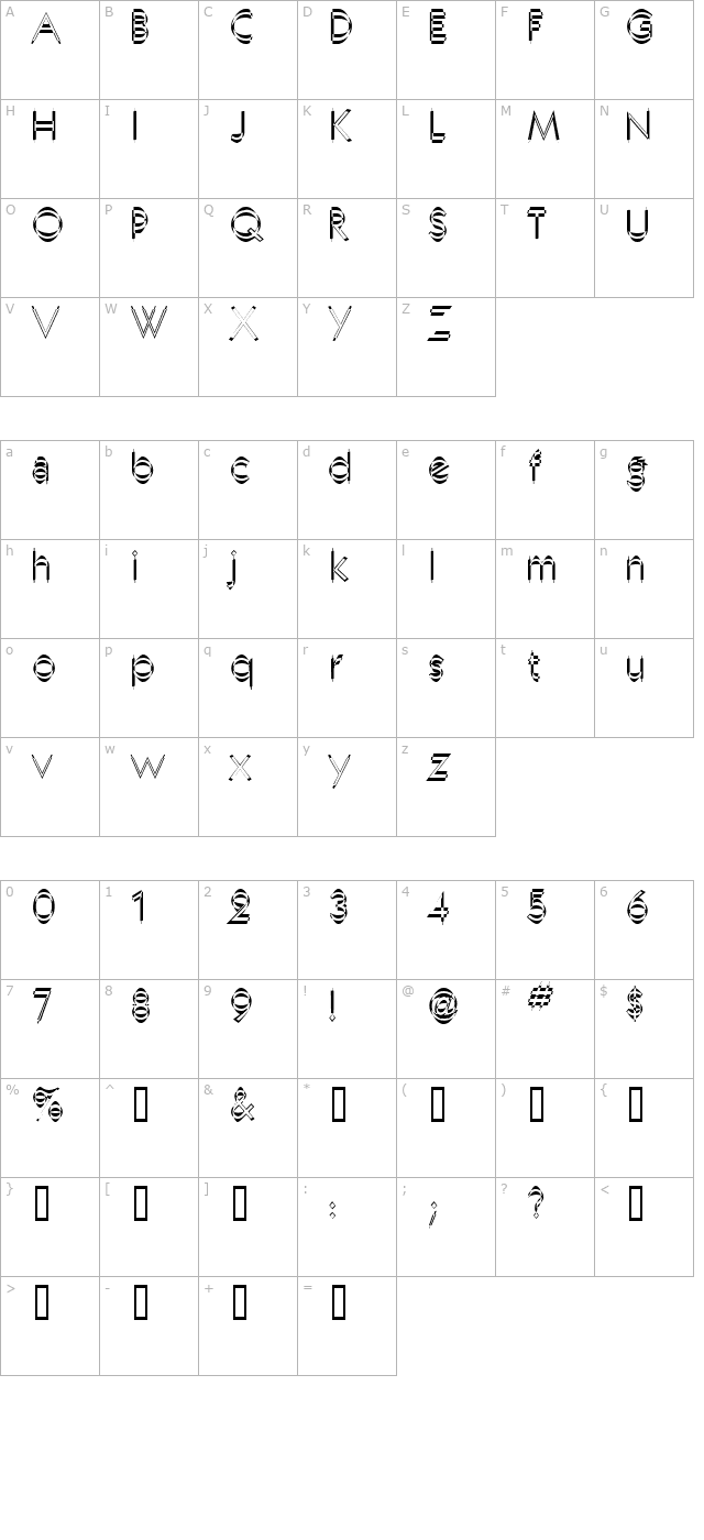 Neboman character map