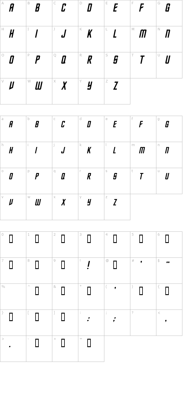 nebula-italic character map