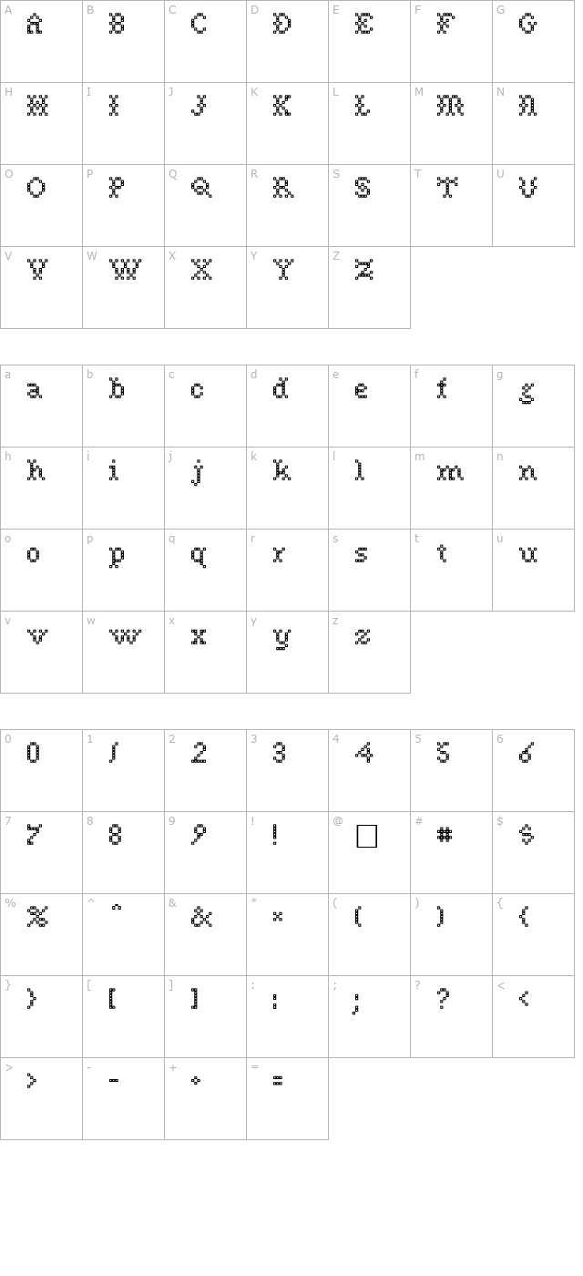 Needle Regular character map