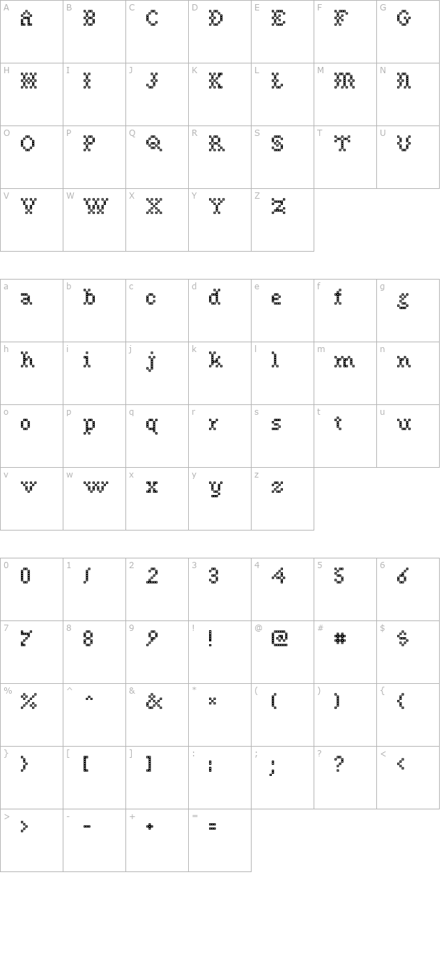 Needlepoint Regular character map