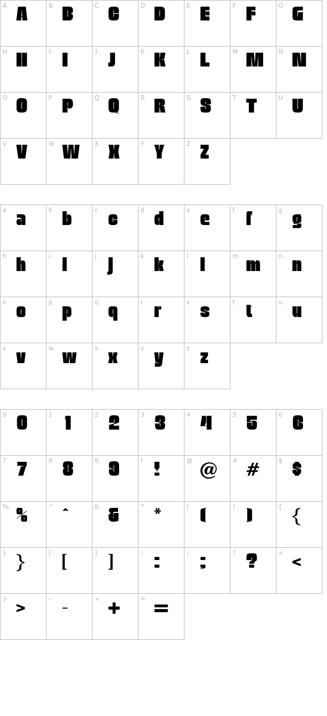 Neil Bold character map