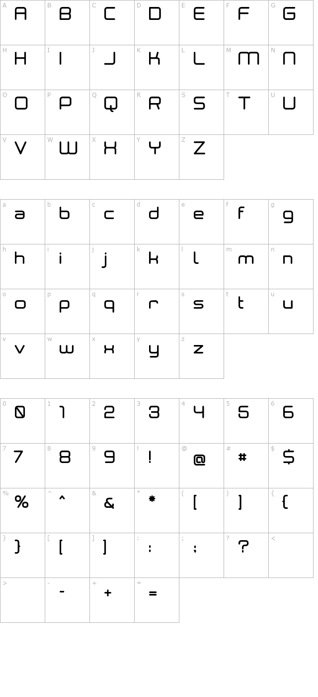 Neogrey Medium character map