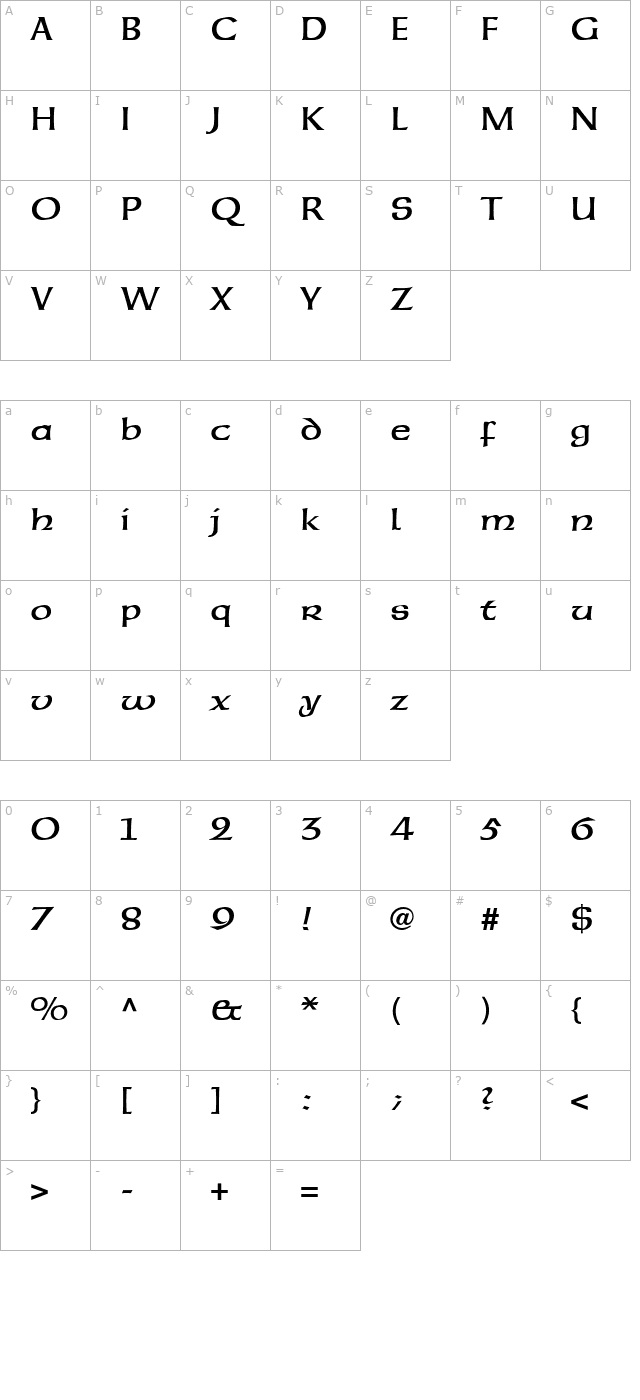 NeueHammerUnziale1 character map