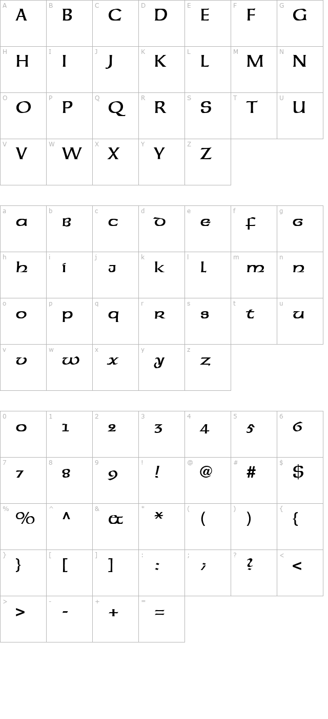 NeueHammerUnziale2 character map