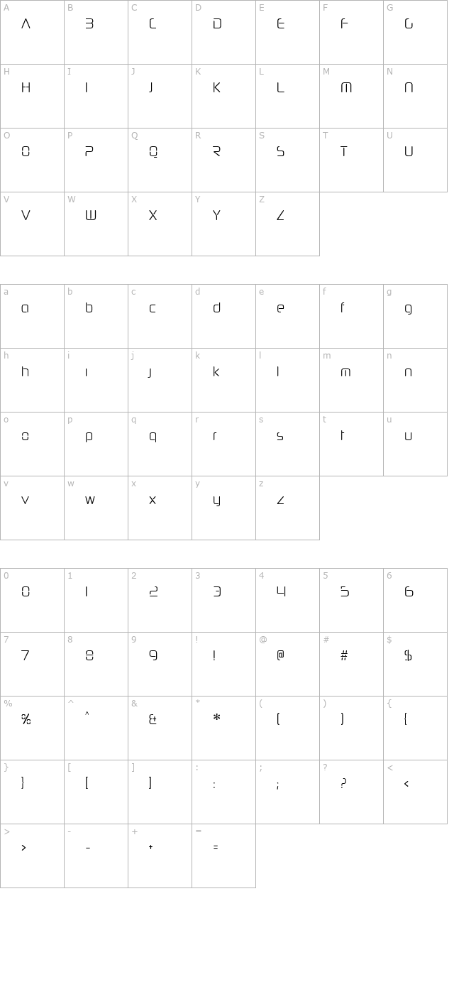 Neuropol Nova Cnd Lite character map