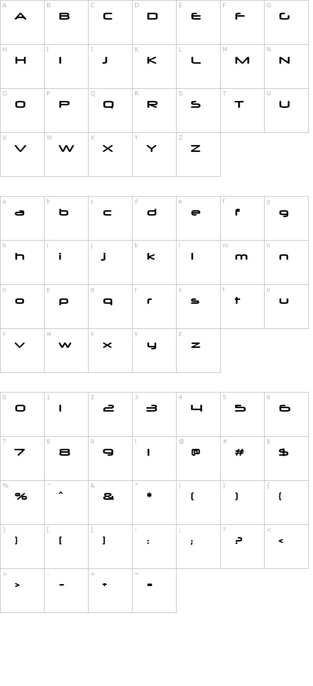 Neuropol X Xp Bold character map