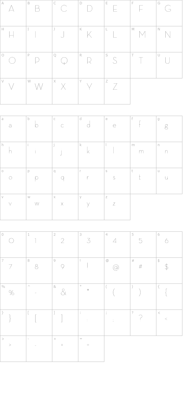 neutradisp-thin character map