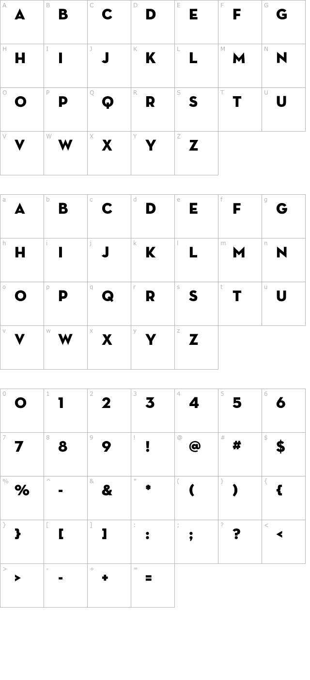 neutradisp-titling character map