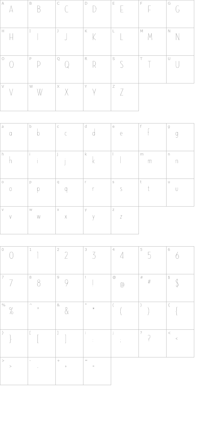 NeutrafaceCondensed-ThinAlt character map