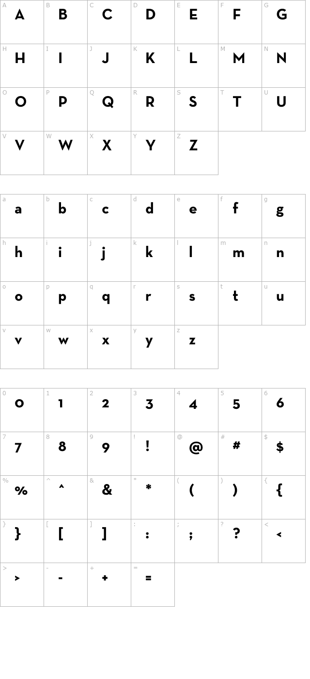 neutratext-bold character map