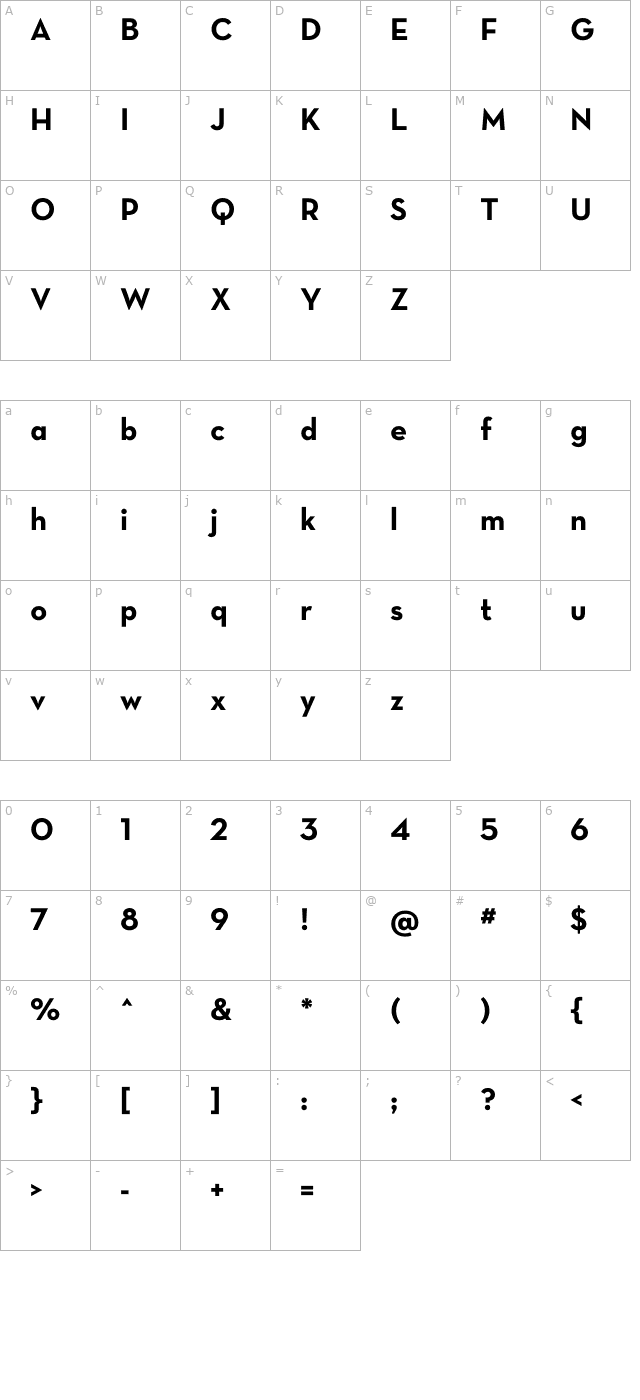 NeutraText-BoldAlt character map