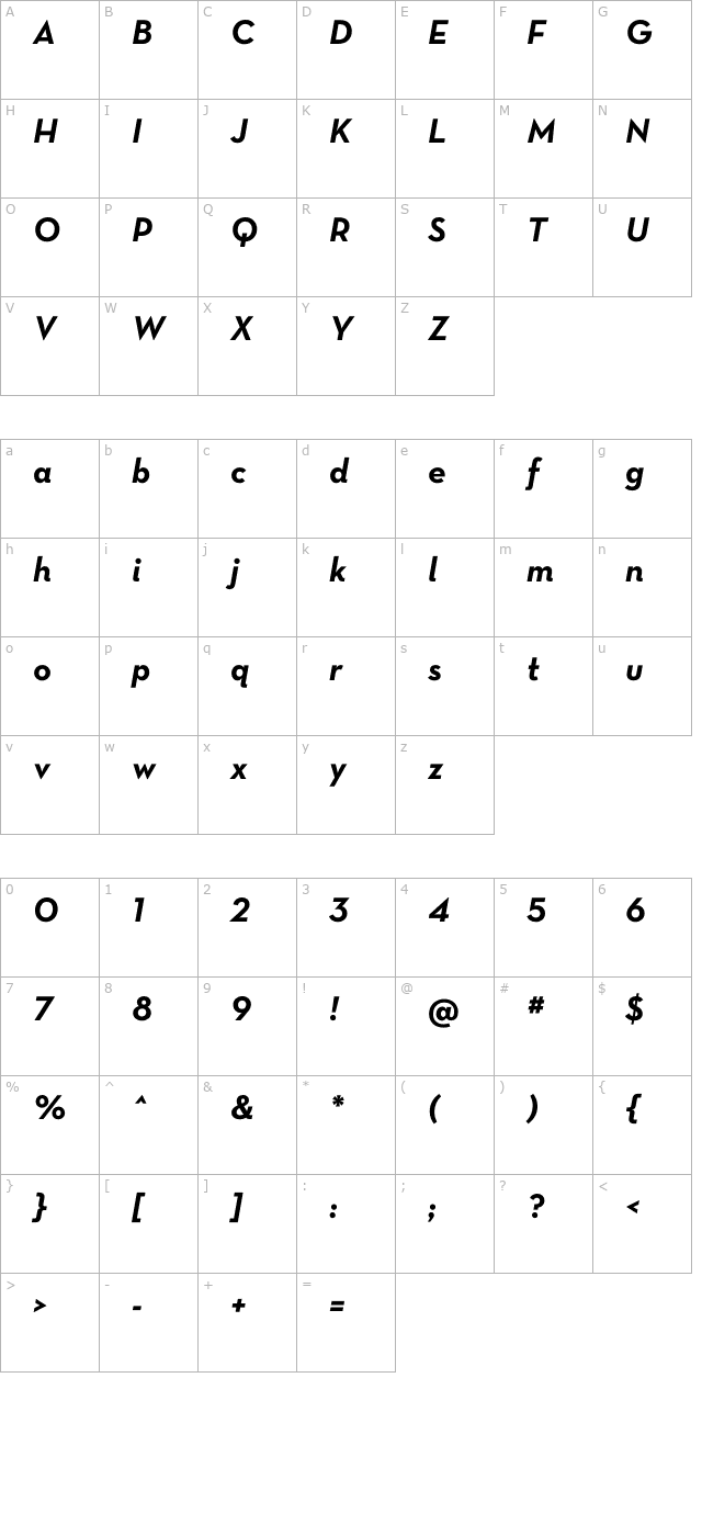 neutratext-bolditalicalt character map