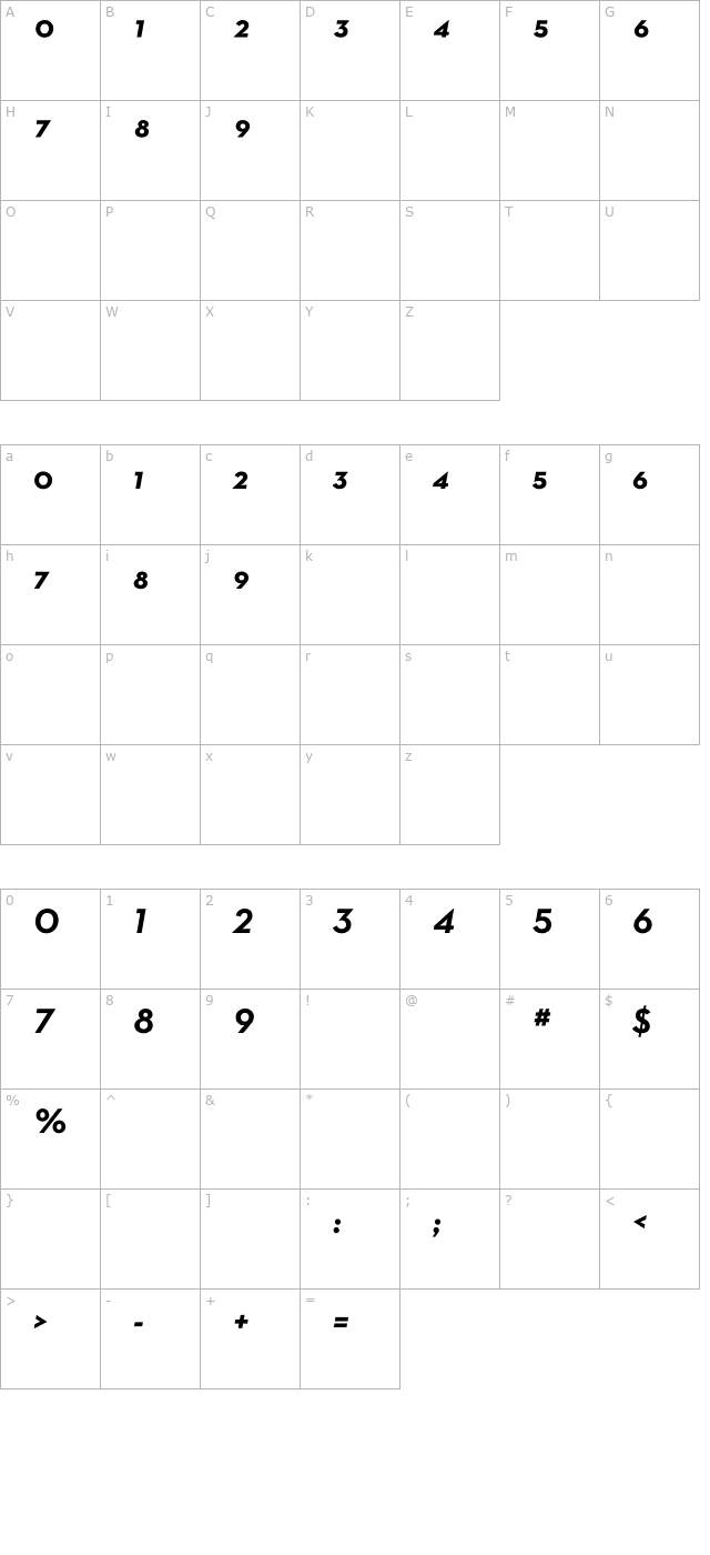 NeutraText-BoldItalicFract character map