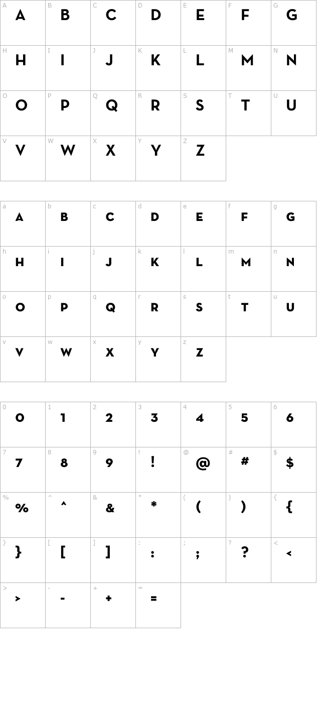 neutratext-boldsc character map