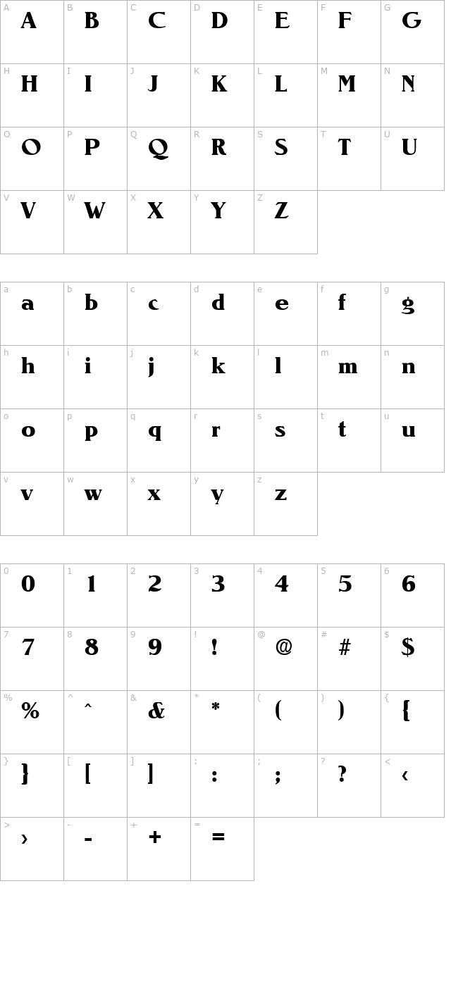 Nevada-Serial-ExtraBold-Regular character map