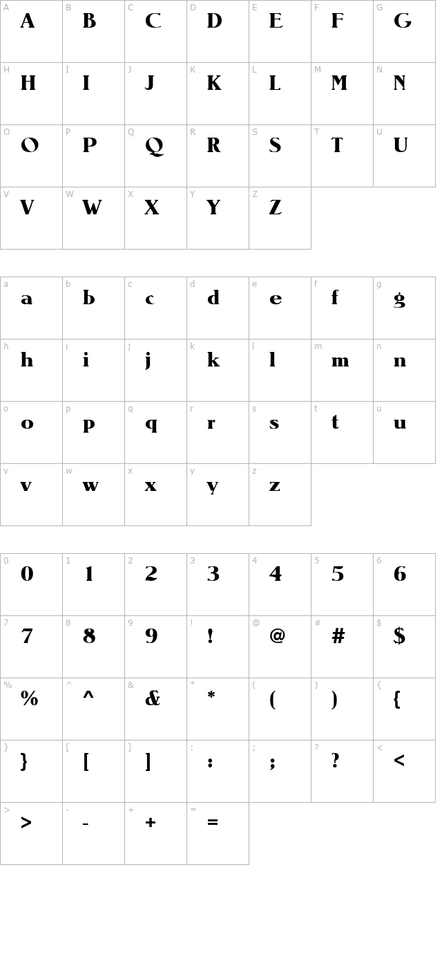 NevadaEF-Bold character map