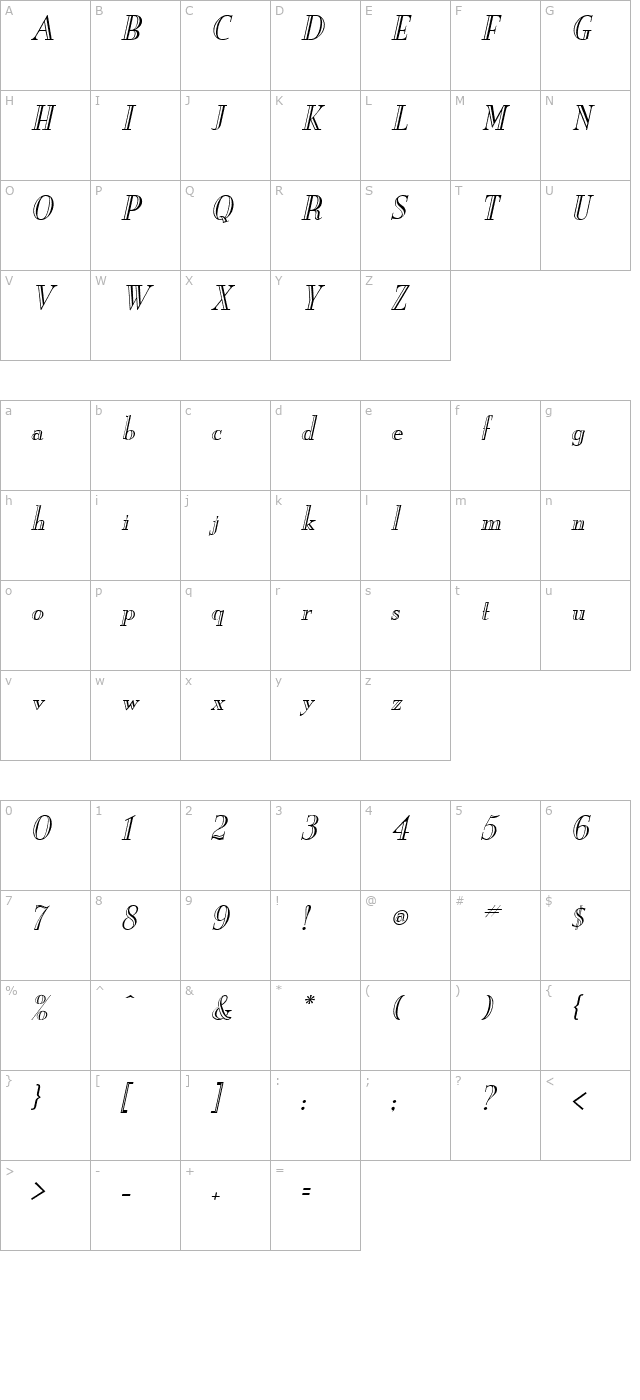 new-england-engraved-italic character map