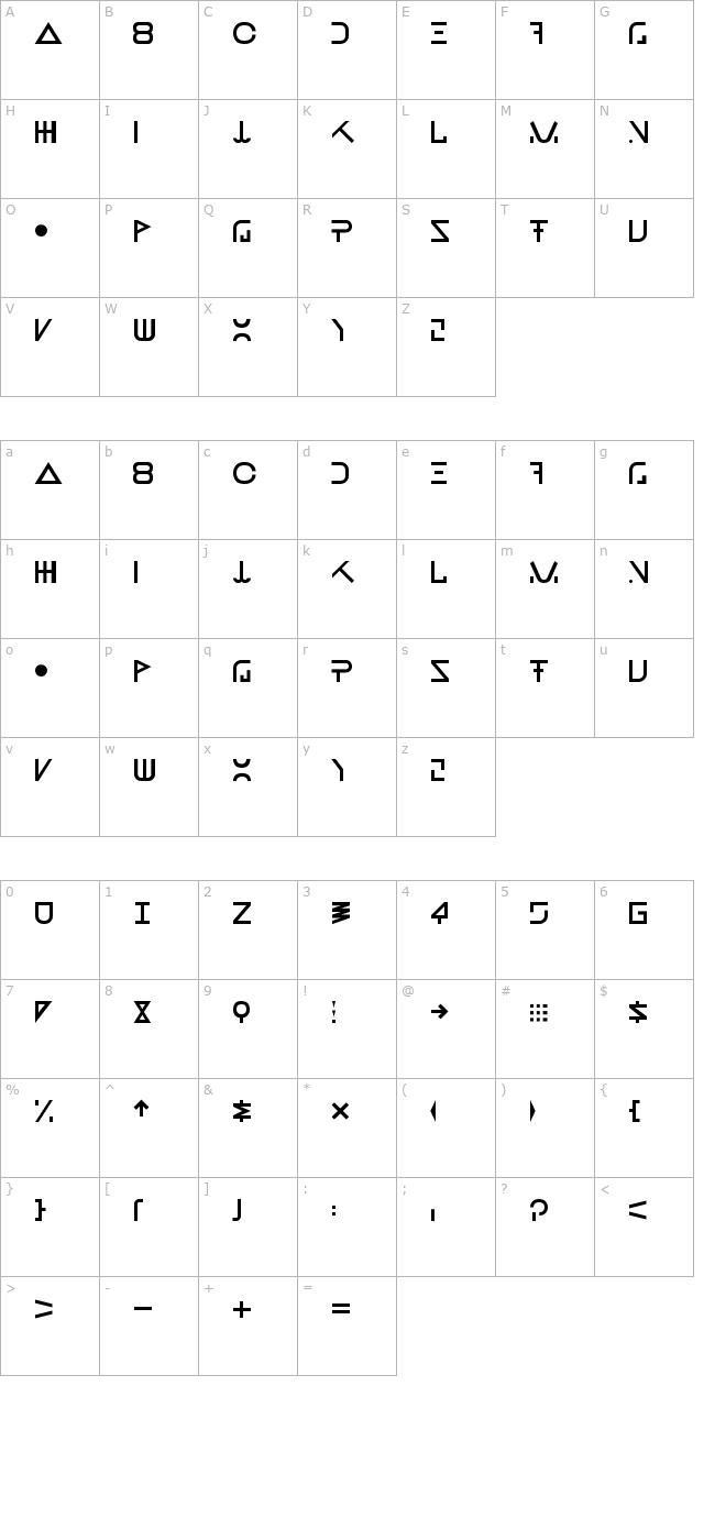 New Job Regular character map