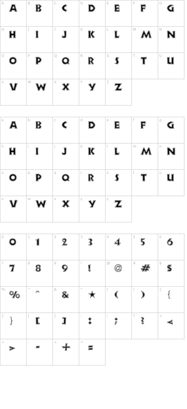 New Land Contour character map