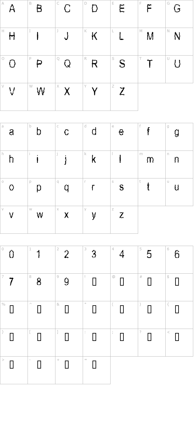 New Mozak character map