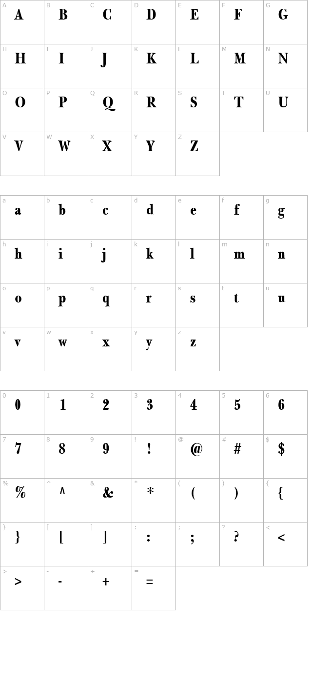 newbaskerthin-bold character map