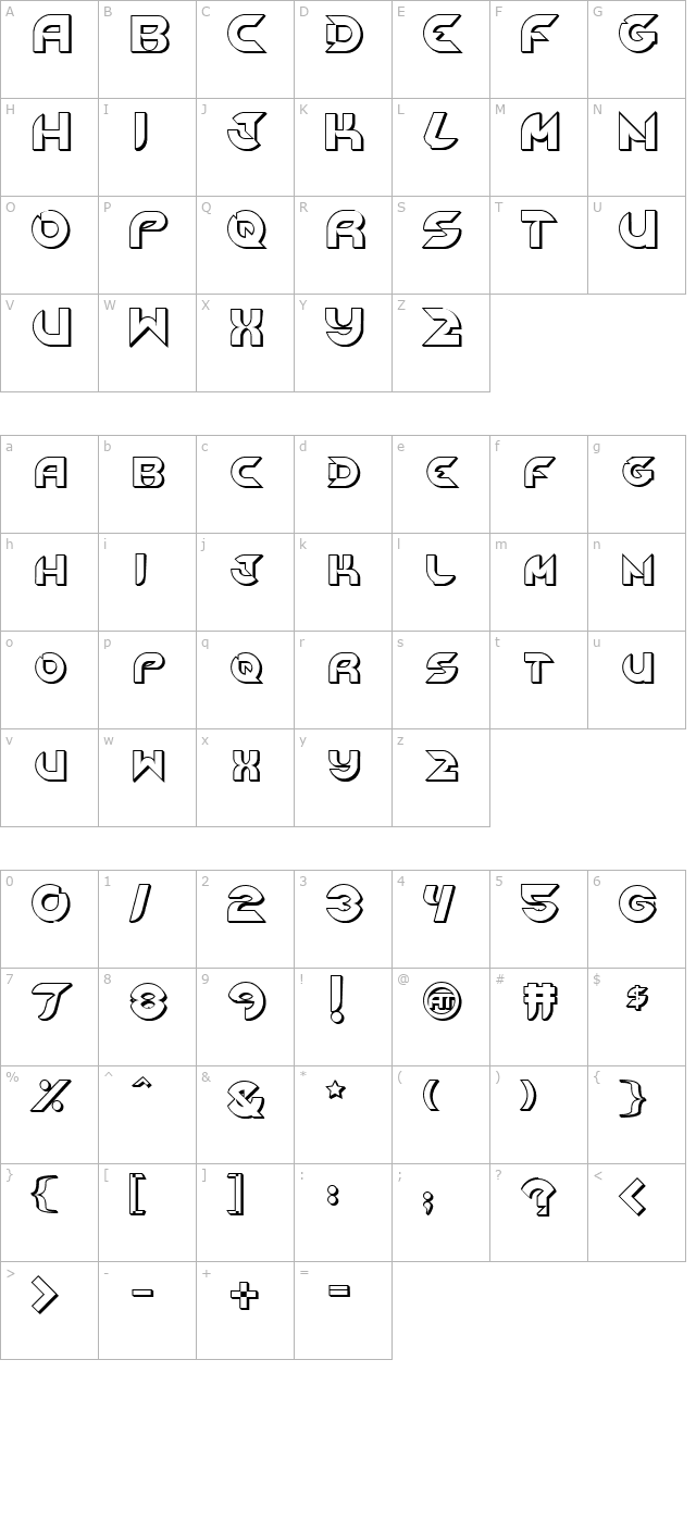 NewDigital Outline character map