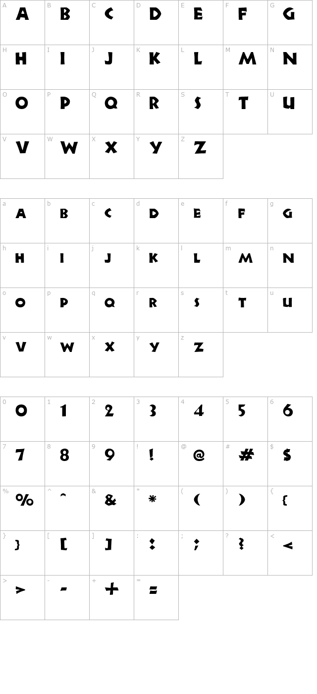 Newell Regular character map