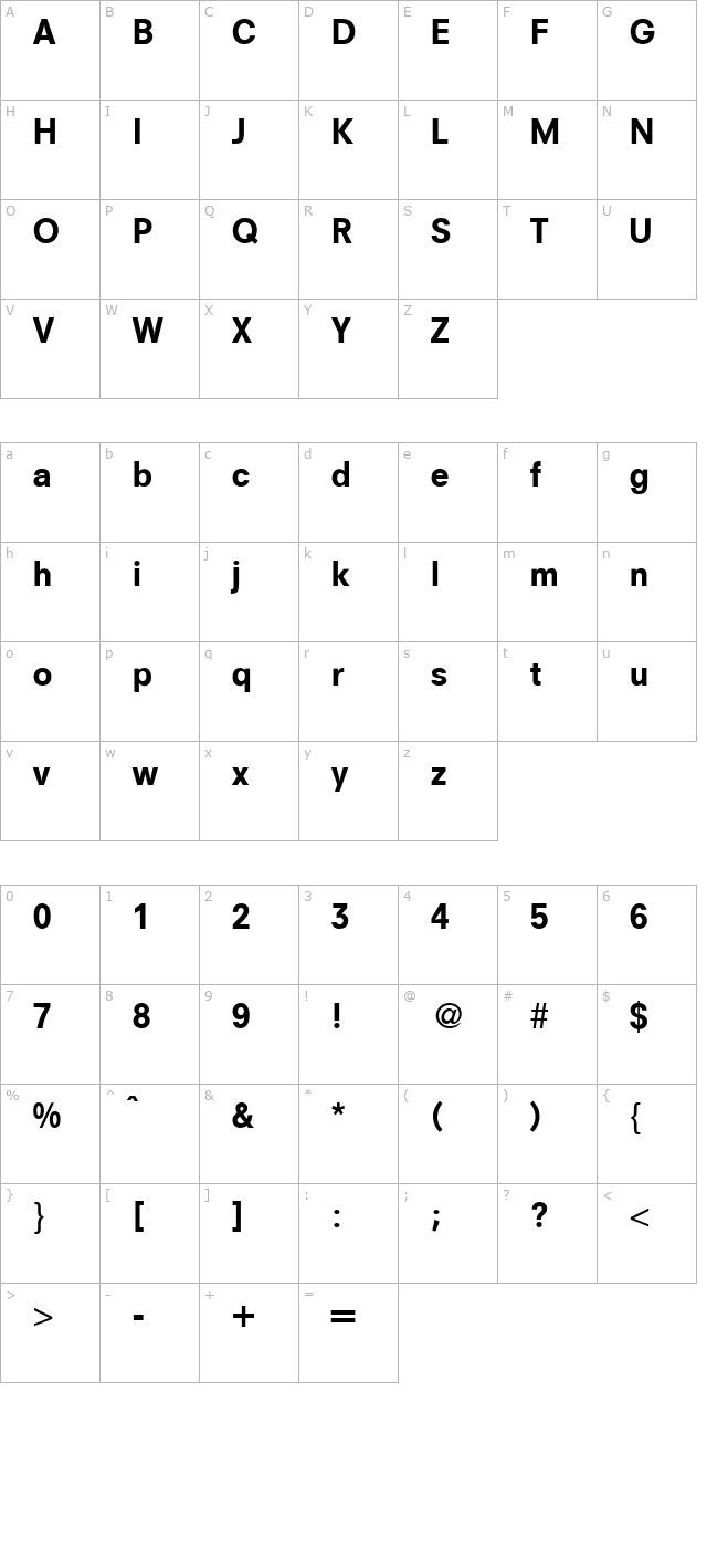 NewSans-Bold character map