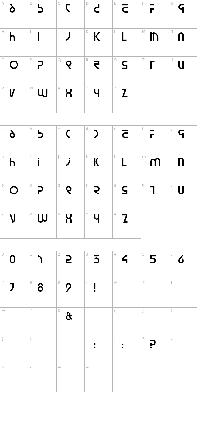 Newsiren character map
