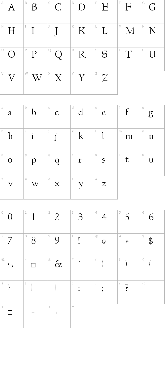 NewStyleLight character map