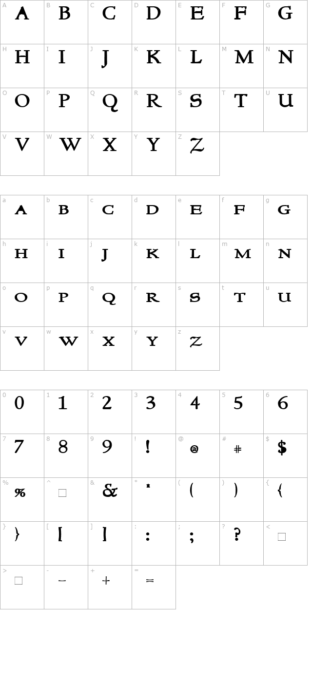 NewStyleSmallCaps Bold character map