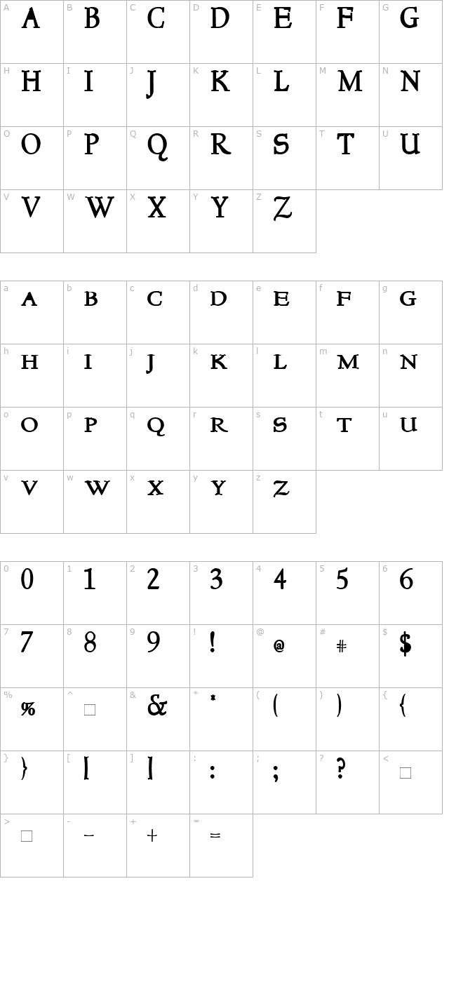 newstyletitling-bold character map