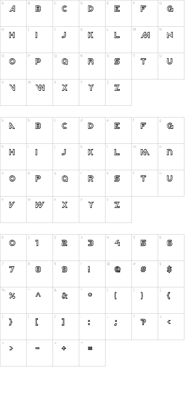 Newtron ICG character map