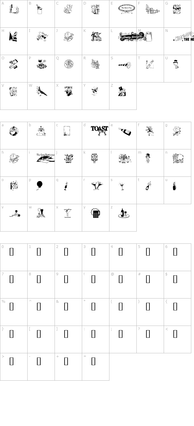 newyearbats character map