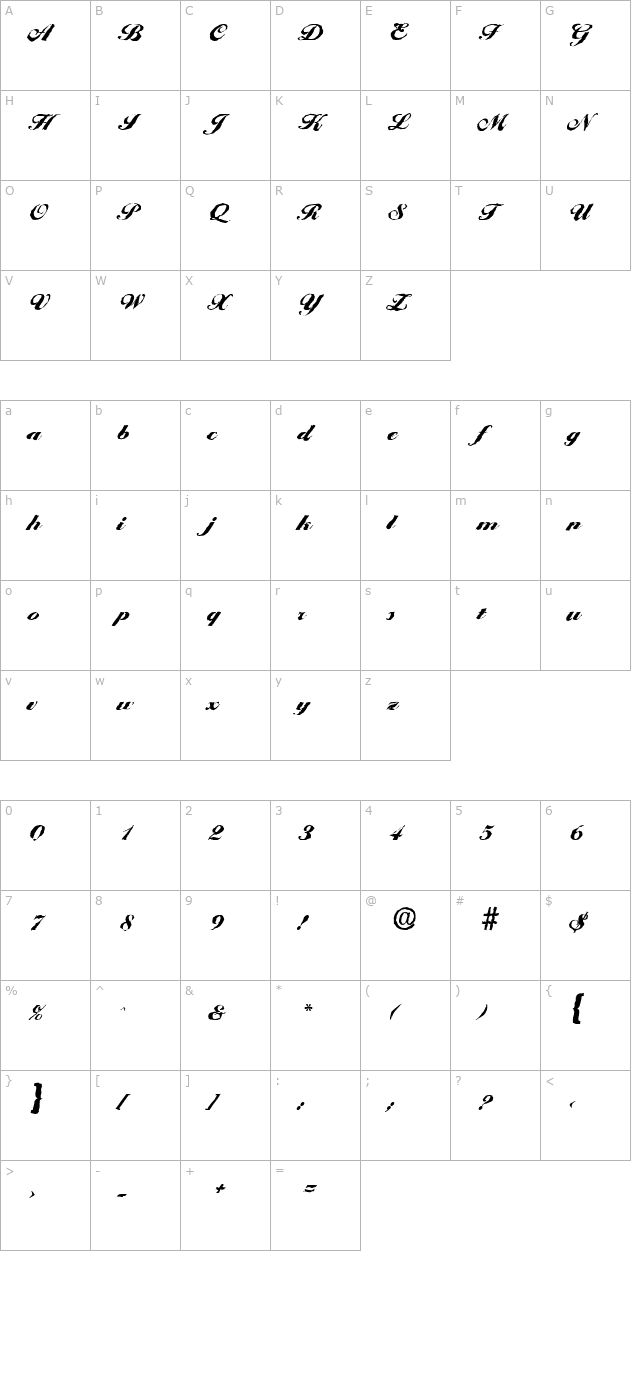 NicholasBeckerAntique-Black-Regular character map