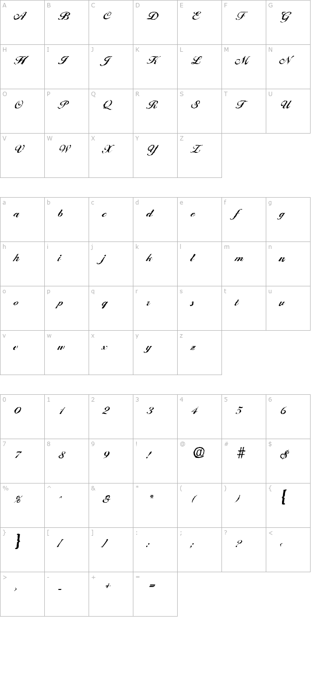 nicholasbeckerantique-bold character map
