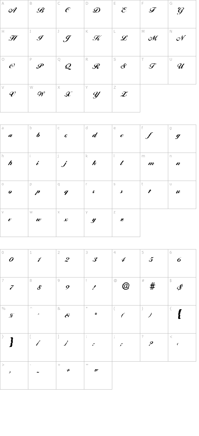 nicholasbeckerantique-extrabold-regular character map