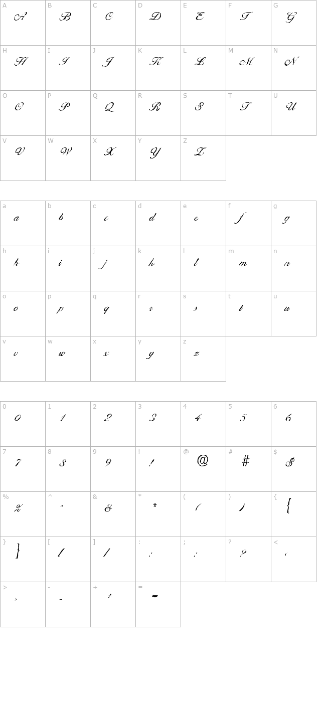 nicholasbeckerantique-light-regular character map