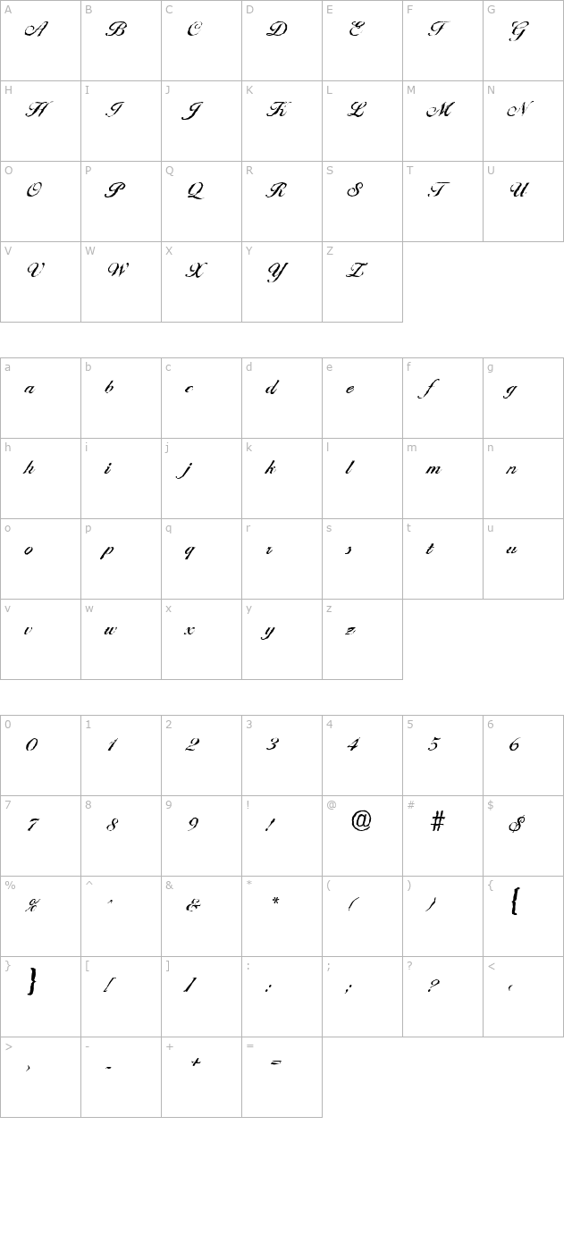 NicholasBeckerAntique-Medium-Regular character map