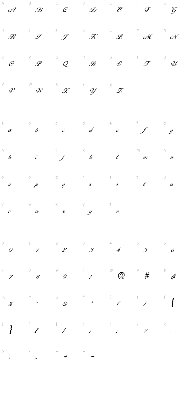 NicholasBeckerAntique-Regular character map