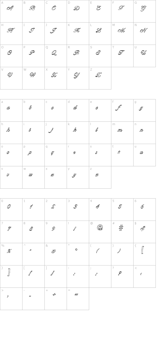 nicholasbeckeroutline-medium-regular character map
