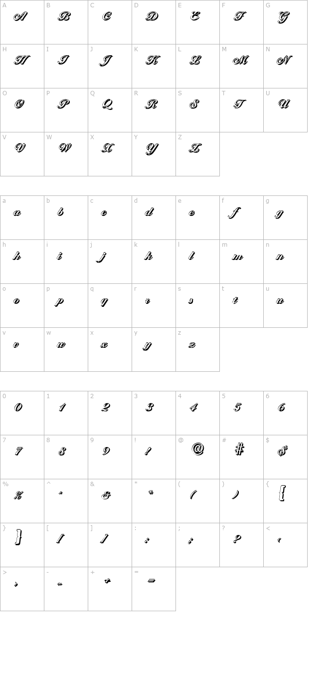 NicholasBeckerShadow-ExBold-Regular character map