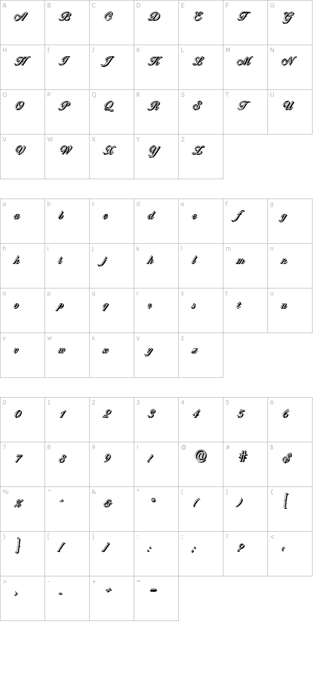 nicholasbeckershadow-light-regular character map