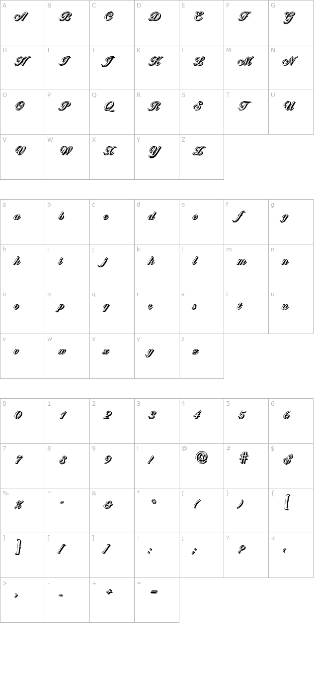 NicholasBeckerShadow-Medium-Regular character map