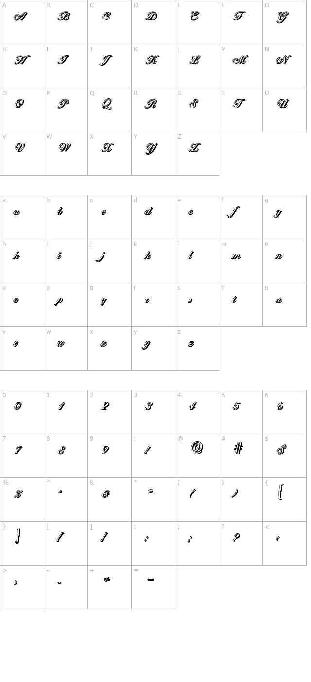 NicholasBeckerShadow-Regular character map