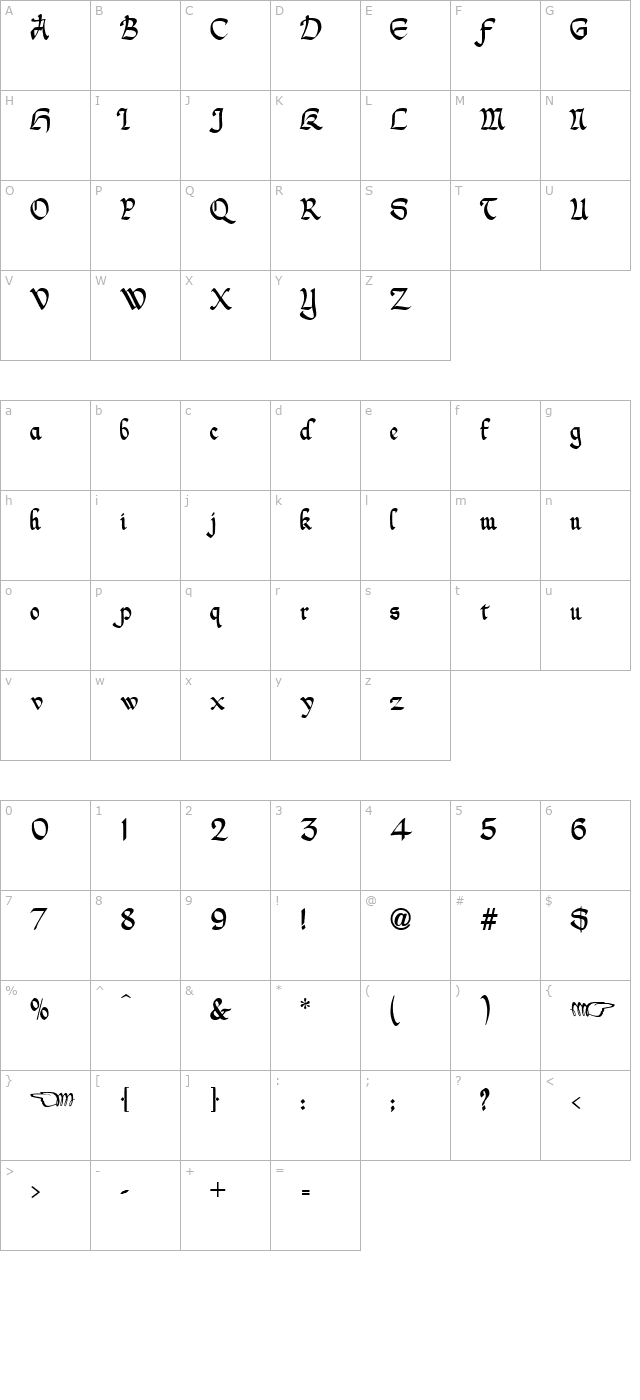 nicholini-broadpen character map