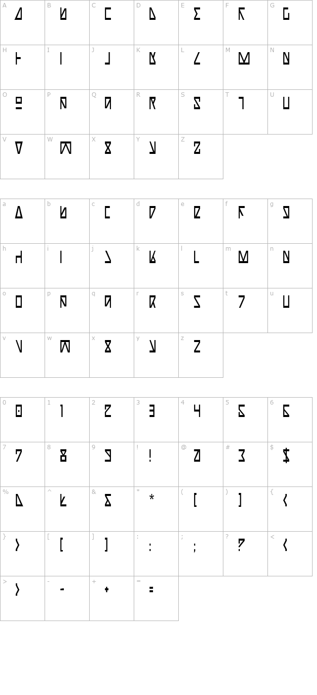 Nick Turbo Condensed character map